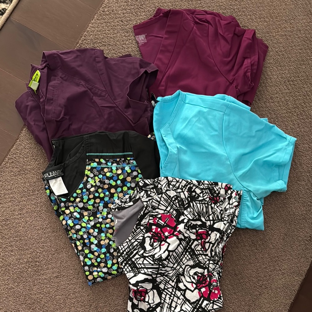 Figs and Cherokee Scrub Tops and Pants - Purple, Blue, Multicolor